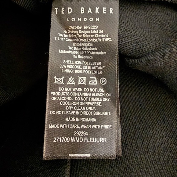 NWT Ted Baker Fleuurr Square Neck Midi Dress Black Size 8 - Picture 8 of 13